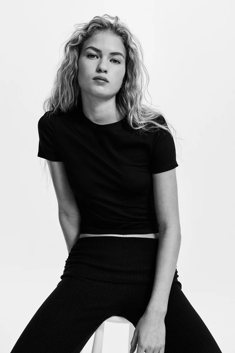 اتش اند ام ليغينغز محبوك مضلع بخصر قابل للطي